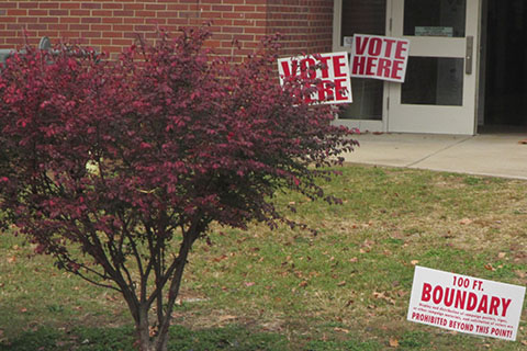 Vote signs at a poll