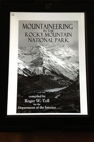 Mountaineering in the Rocky Mountain National Park viewed on an iPad with the Kindle edition