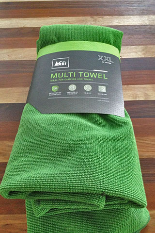 Multi Towel in REI packaging.