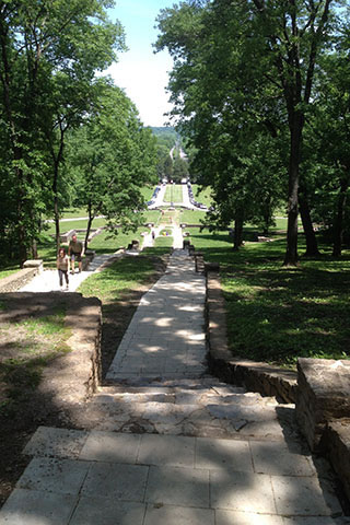 looking down the grand steps