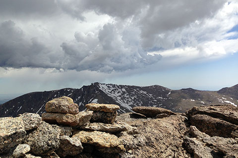 View of a storm from the summit of Fairchild Mountain