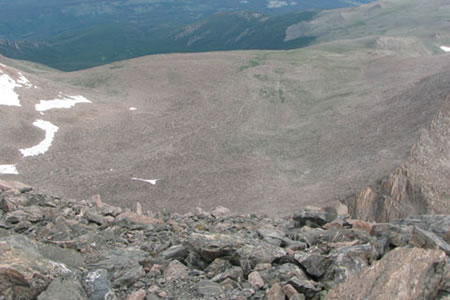 the boulderfield from the summit