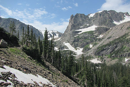 View of Notchtop Mountain from the Fern Lake Trail