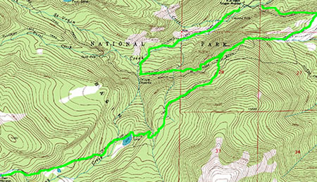 Finch and Peak Lakes map