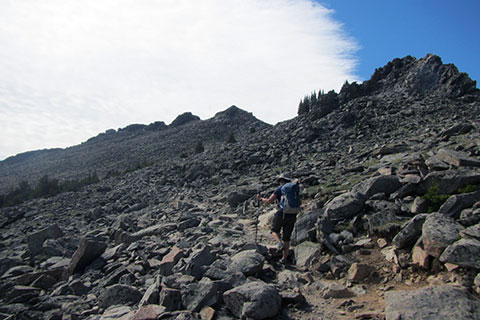 the upper slopes of Twin Sisters, crossing the talus field
