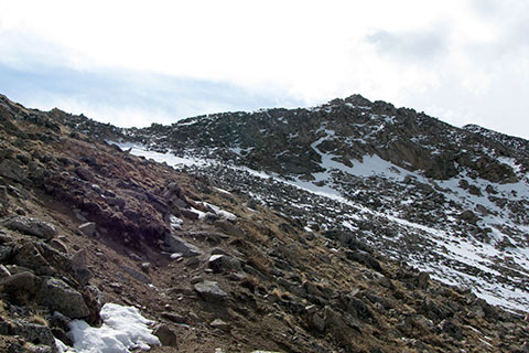 Snowy Mount Yale, from the trail below