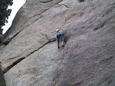 Amy climbing at Lumpy Ridge