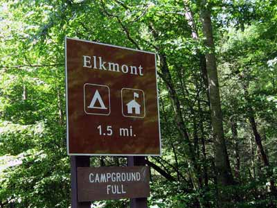 Elkmont Campground Sign