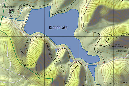 cropped section of Radnor Lake map